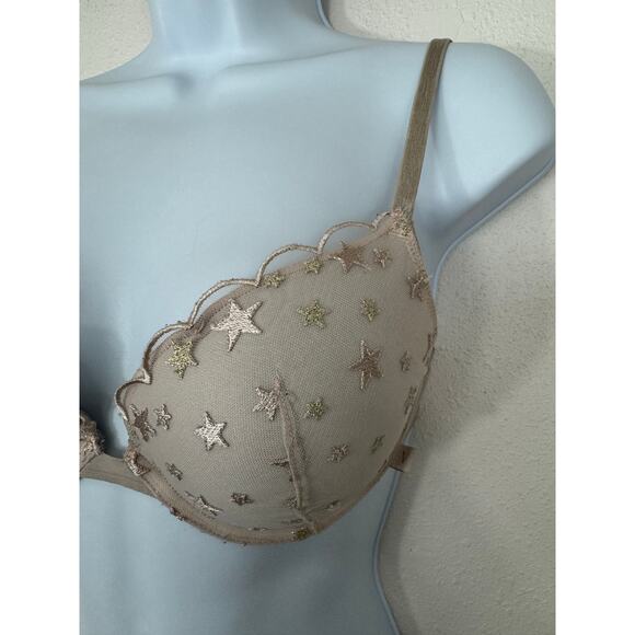 Victoria’s Secret Beige Star Embroidered Push-Up Bra 34C - Picture 2 of 7